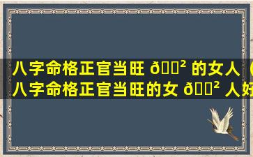 八字命格正官当旺 🌲 的女人（八字命格正官当旺的女 🌲 人好吗）